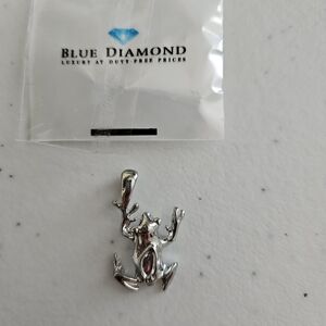 Blue Diamond Dominican Republic Women's Silver Plated Frog Charm